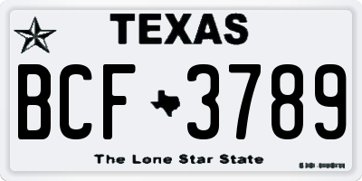 TX license plate BCF3789