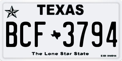 TX license plate BCF3794