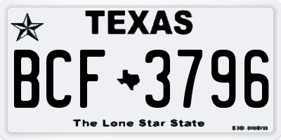 TX license plate BCF3796