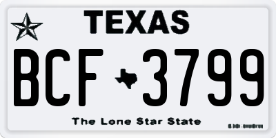 TX license plate BCF3799