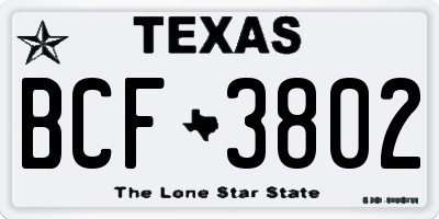 TX license plate BCF3802