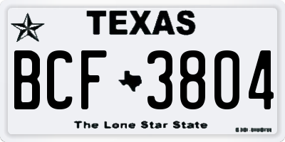 TX license plate BCF3804