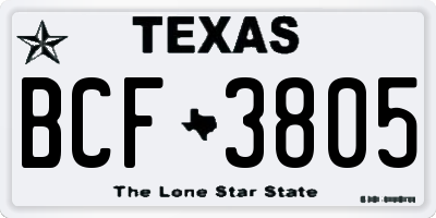 TX license plate BCF3805
