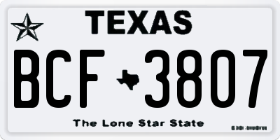 TX license plate BCF3807