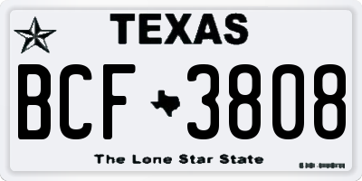 TX license plate BCF3808