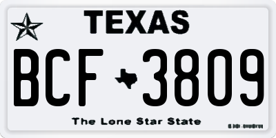 TX license plate BCF3809