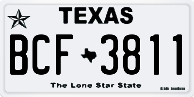 TX license plate BCF3811