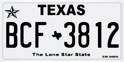 TX license plate BCF3812