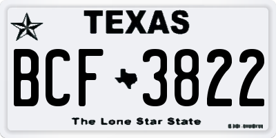 TX license plate BCF3822