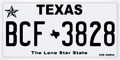 TX license plate BCF3828