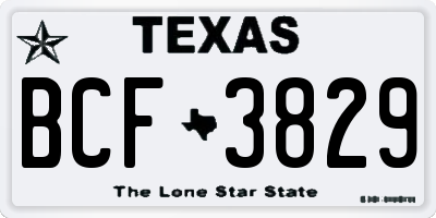 TX license plate BCF3829