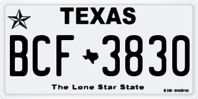 TX license plate BCF3830