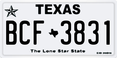 TX license plate BCF3831