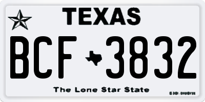 TX license plate BCF3832