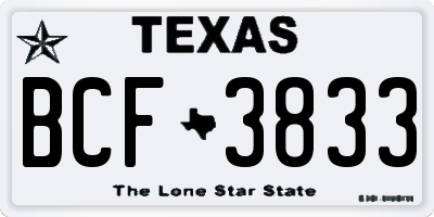 TX license plate BCF3833