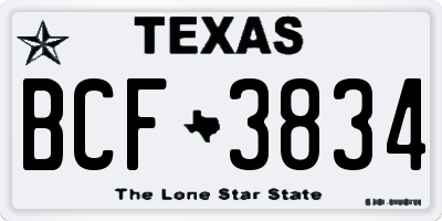 TX license plate BCF3834