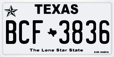 TX license plate BCF3836