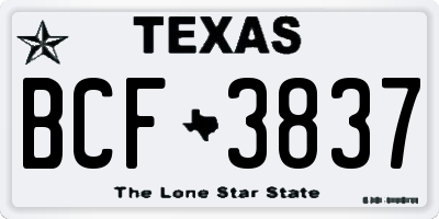 TX license plate BCF3837