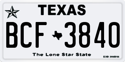 TX license plate BCF3840