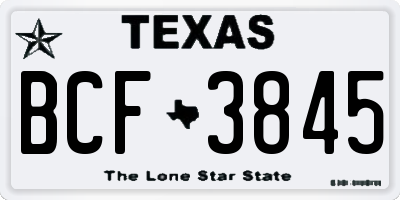 TX license plate BCF3845