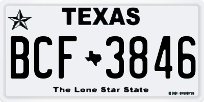 TX license plate BCF3846