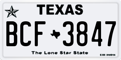 TX license plate BCF3847