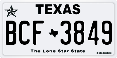 TX license plate BCF3849