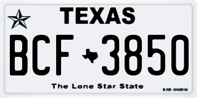 TX license plate BCF3850