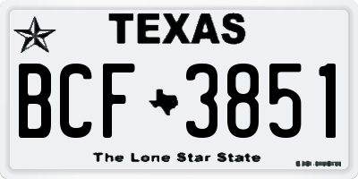 TX license plate BCF3851