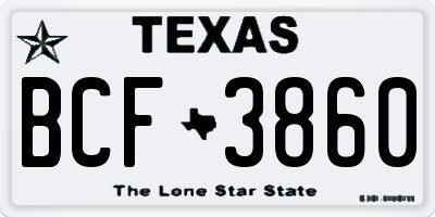 TX license plate BCF3860