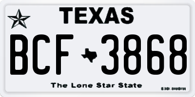 TX license plate BCF3868