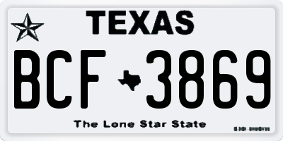 TX license plate BCF3869