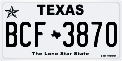 TX license plate BCF3870