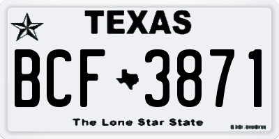 TX license plate BCF3871