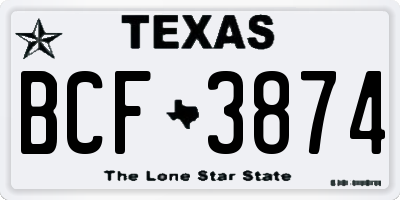 TX license plate BCF3874