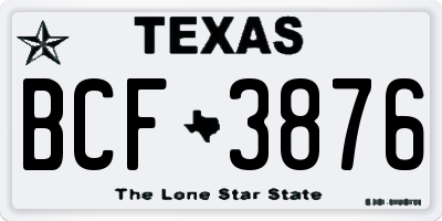 TX license plate BCF3876