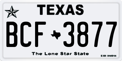 TX license plate BCF3877