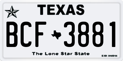 TX license plate BCF3881