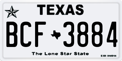 TX license plate BCF3884
