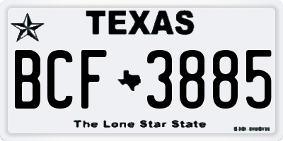 TX license plate BCF3885