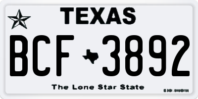 TX license plate BCF3892