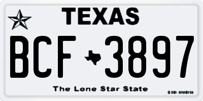 TX license plate BCF3897