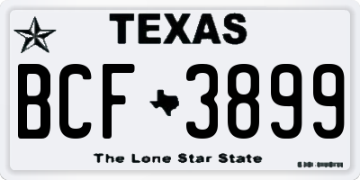 TX license plate BCF3899