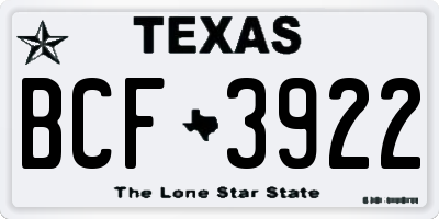 TX license plate BCF3922