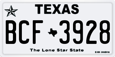 TX license plate BCF3928