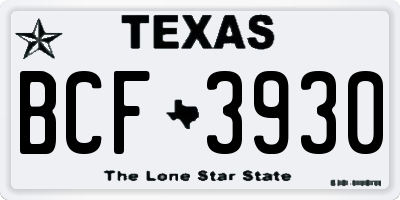 TX license plate BCF3930