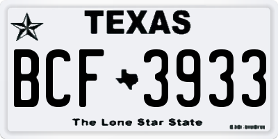 TX license plate BCF3933