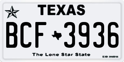 TX license plate BCF3936