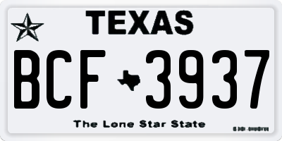 TX license plate BCF3937