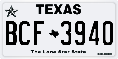 TX license plate BCF3940